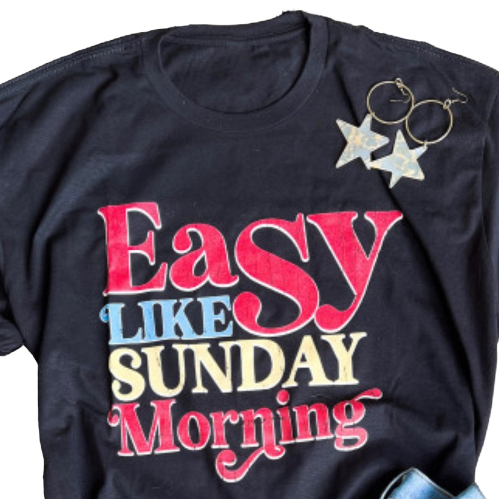 Black Graphic Tee with Colorful Text